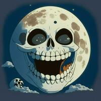 moon with a grinning skull face photo