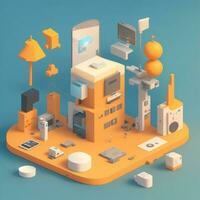 connected device, app, development, world, web development, clay rendering 3d icon, isometric photo