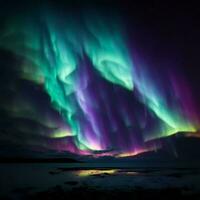 aurora borealis sky, black background photo