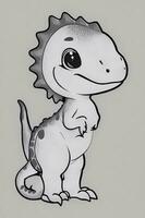 cute dinosaur black and white illustration photo