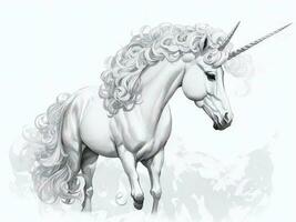 unicornio ilustración en blanco antecedentes foto