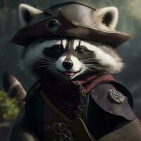 raccoon pirate illustration photo