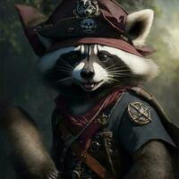 raccoon pirate illustration photo