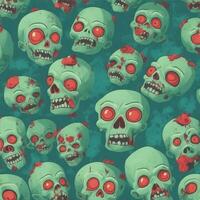 zombie head pattern, illustration cartoon style photo