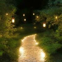 lite pathway with lights illustration photo