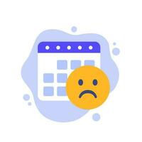 bad day icon with a calendar and emoji, vector
