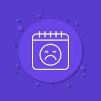 bad day icon with calendar and sad emoji vector