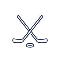 Ice hockey line icon with sticks vector