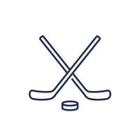 Ice hockey line icon with sticks vector