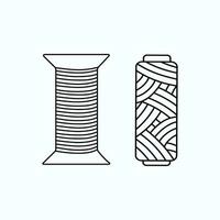 Handmade.  Set, Spools of thread. Line drawing. Logo, emblem. Sewing. Vector Illustration on a white isolated background.