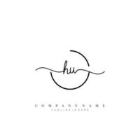 HU Initial handwriting minimalist geometric logo template vector