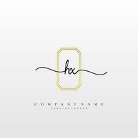 HX Initial handwriting minimalist geometric logo template vector