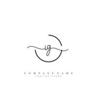 IG Initial handwriting minimalist geometric logo template vector
