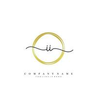 II Initial handwriting minimalist geometric logo template vector