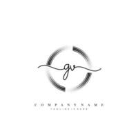 GV Initial handwriting minimalist geometric logo template vector