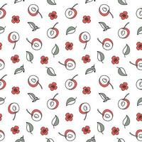 Seamless vector pattern cherry in doodle style.