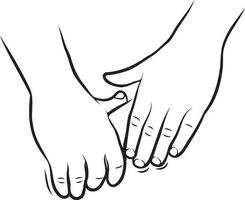 Massage Techniques Line Drawing. vector