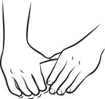 Massage Techniques Line Drawing. vector