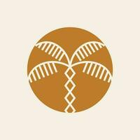 Bohemian palm tree vector icon design. Tropical vector logo design. Minimalistic geometric style.