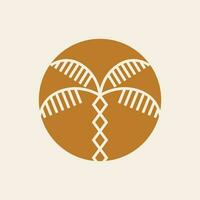 Bohemian palm tree vector icon design. Tropical vector logo design. Minimalistic geometric style.