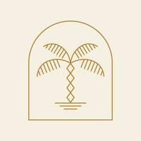 Bohemian palm tree vector icon design. Tropical vector logo design. Minimalistic geometric style.