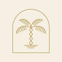 Bohemian palm tree vector icon design. Tropical vector logo design. Minimalistic geometric style.