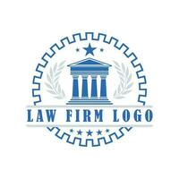 Law firm vector logo design. Ancient Greek style round logo template.