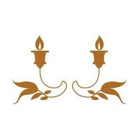 Candle and leaves vector element. Floral design for candles.