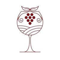 Glass of wine vector icon design. Winery vector symbol.