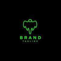 Scary Flying Ghost Logo Design. Creepy Ghost Character Line Logo Design. vector