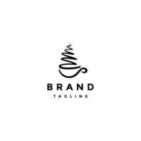 Abstract Pine Tree Coffee Logo Design. Pine Tree And Coffee Cup Symbol In One Continuous Line Abstract Logo Design. vector