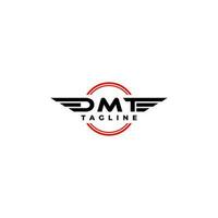 Initial Letter DMT With Wing Accent Logo Design. Sport Automotive Inisial Huruf DMT Logo Design. vector