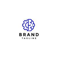 Mechanical Brain Icon Logo Design. Simple Gear And Brain Icon Outline Icon Design. vector