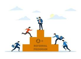 Referral program concept. The idea of referring friends to make a profit. inviting and attracting friends, Referral program strategy and development. Flat vector illustration on a white background.