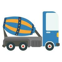 Cartoon machine concrete mixer. Vector illustration on a white background.