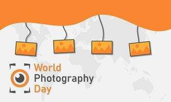 World Photography Day, August 19. Minimalistic Typography Decorated Design.Photography icon style.Vector illustration.Template for background, banner, card, poster. vector