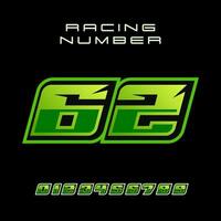 Racing Number 62 Vector Design Template