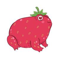 Cute strawberry frog isolate on white background. Vector graphics.