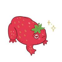 Cute strawberry frog isolate on white background. Vector graphics.