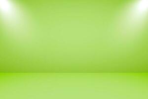 Vector illustration of empty studio with lighting and light green background for product display