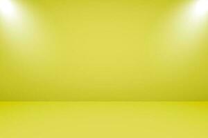 Vector illustration of empty studio with lighting and yellow background for product display
