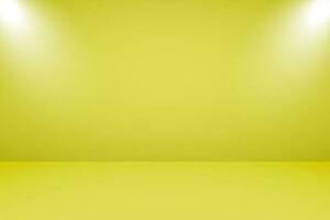 Vector illustration of empty studio with lighting and yellow background for product display