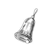 Vector hand-drawn school  supplies Illustration. Detailed retro style school bell sketch. Vintage sketch element. Back to School. School essential illustration.