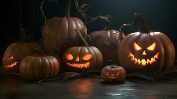 Halloween Pumpkins Background AI Generated photo