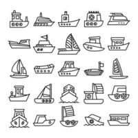 conjunto de iconos de barco y barco vector