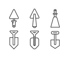 conjunto de iconos de pala y pala vector