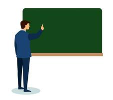 teacher in front of blackboard in classroom vector