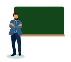 teacher in front of blackboard in classroom vector