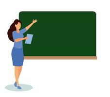 teacher in front of blackboard in classroom vector