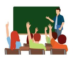 teacher and Hardworking Cute Boy Raising Finger Class vector